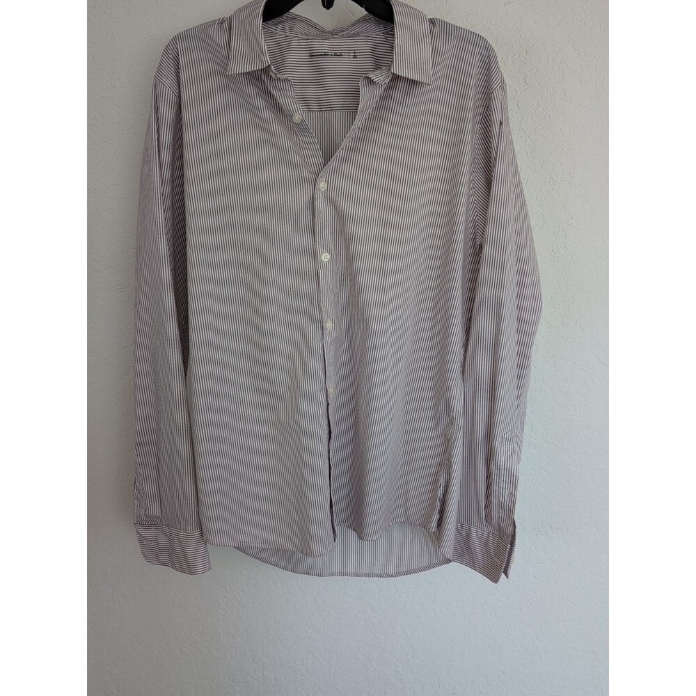 Abercrombie Fitch Shirt Mens Large Red Striped Button-Up